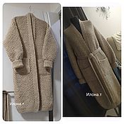 Вязаное пальто серое