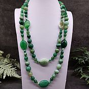 Работы для детей, handmade. Livemaster - original item Long large green beads natural agate. Handmade.