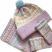Аксессуары handmade. Livemaster - original item Set of accessories Pastel hat, mittens, scarf, merino, alpaca. Handmade.