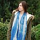Linen scarf 'Baltic' sea of Indigo blue and white, Scarves, Moscow,  Фото №1
