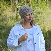 Аксессуары handmade. Livemaster - original item Caps: Fashionable beanie down knitted hat made with braids. Handmade.