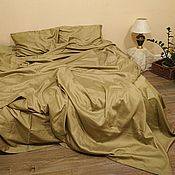 Для дома и интерьера handmade. Livemaster - original item Olive bed linen set. Turkish satin. Handmade.