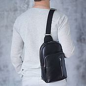 Сумки и аксессуары handmade. Livemaster - original item Men`s Leather Sling Bag Backpack 