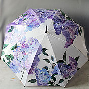 Mechanical folding umbrella with painted Autumn Leaves