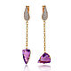 Gold earrings with 27ct amethysts, 1ct diamonds, Earrings, Moscow,  Фото №1
