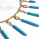 Order Chain Necklace, Army, Turquoise howlite, Gold. White Book. Livemaster. . Necklace Фото №3