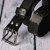 Аксессуары handmade. Livemaster - original item Men`s Leather Belt with Double Forged Buckle. Handmade.