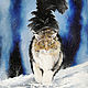 Картина маслом "Зимний кот". Зима. Снег. Природа, Картины, Королев,  Фото №1