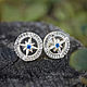Compass, wind rose Posey silver, Stud earrings, Tver,  Фото №1