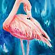 Paradise flamingo watercolor painting, beautiful bird painting. Pictures. marselart. Online shopping on My Livemaster.  Фото №2