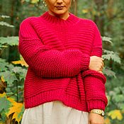 Одежда handmade. Livemaster - original item Women`s crimson sweater. Handmade.