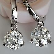 Sterling silver earrings, raw diamonds, moissanite