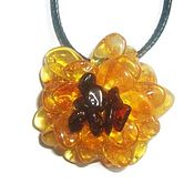 Украшения handmade. Livemaster - original item Flower amber pendant gift girl girl yellow honey Bordeaux. Handmade.