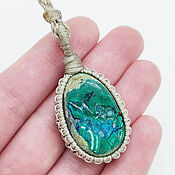 Украшения handmade. Livemaster - original item Chrysocolla pendant with malachite green blue beige pendant. Handmade.