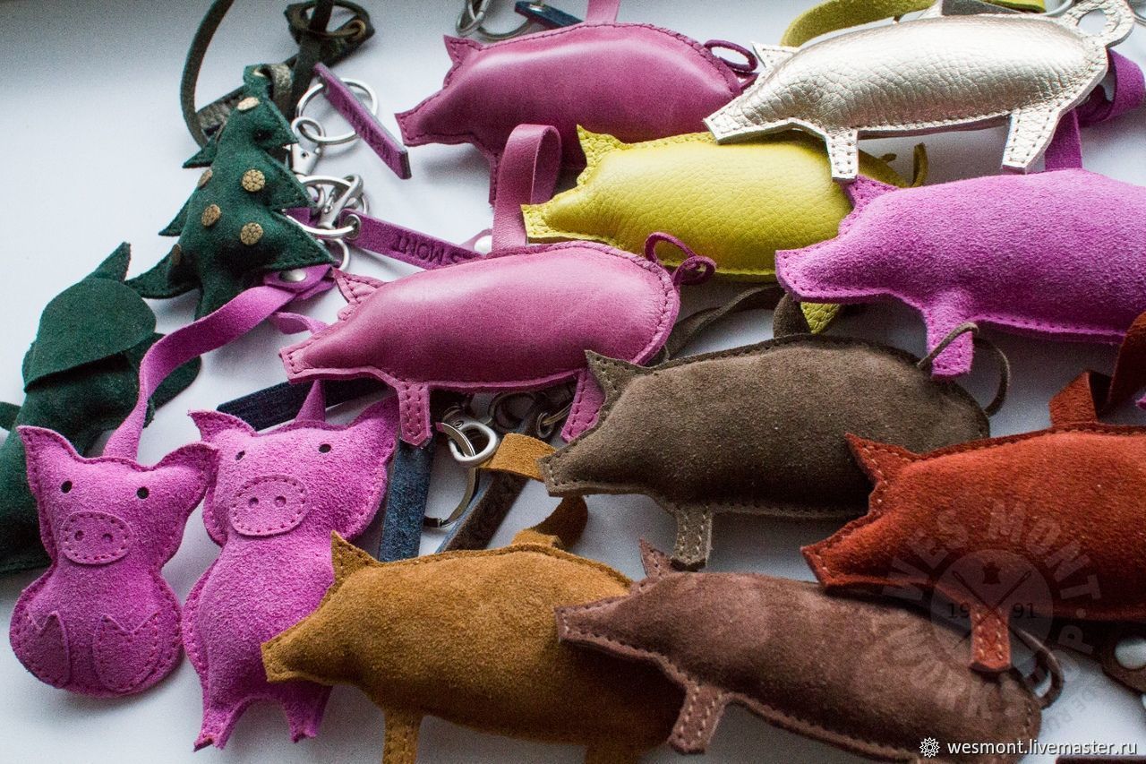 СВИНКА из кожи Игрушка свинья Интерьерная фигурка для коллекционера ...
