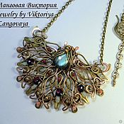 Кольцо на палец ноги "Нефритовые листочки", wire wrap