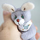 Тедди кролик, серый, с голубыми глазами, миниатюра. Тедди Зверята. Teddy by Olga Prokudina. Ярмарка Мастеров.  Фото №4