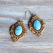 Украшения handmade. Livemaster - original item Birch bark earrings with turquoise. Lightweight earrings. Gift girl. Handmade.
