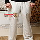 Order White linen trousers. Slavyanskie uzory. Livemaster. . Mens pants Фото №3
