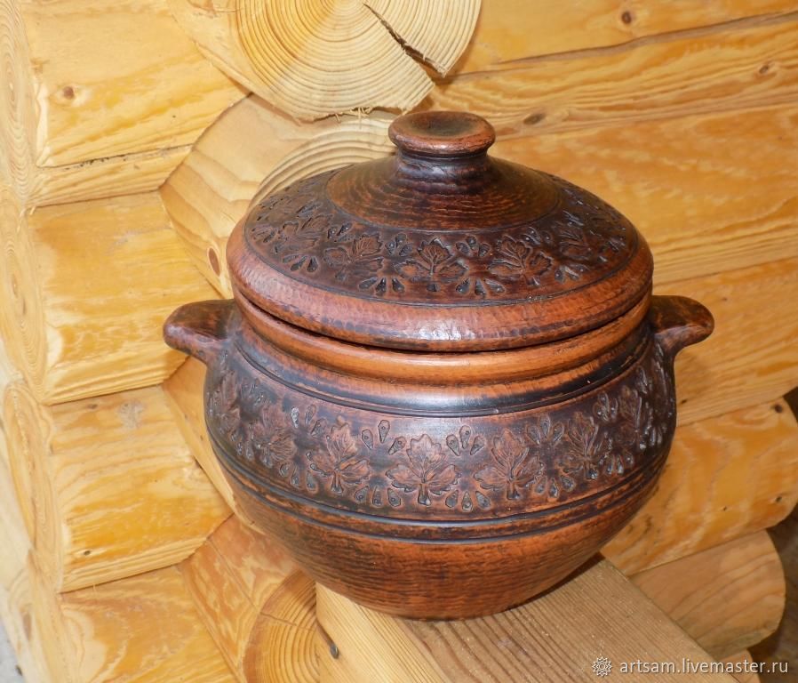 Горшок керамический для запекания. Большой. Посуда ручной работы на ...