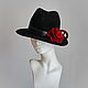 Шляпа велюровая "Le Rouge et le Noir". Шляпы. Hats by 'Ariadne's thread' Atelier. Ярмарка Мастеров.  Фото №5