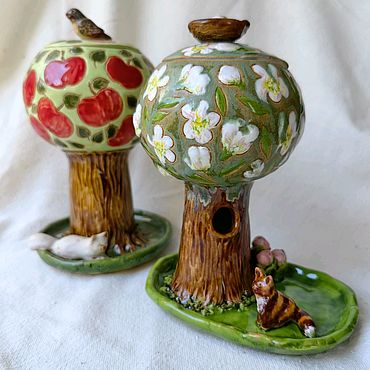 Посуда ручной работы. Ярмарка Мастеров - ручная работа Дерево с котиком. Handmade.