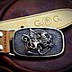 Leather belt with brass buckle 'Griffin' (Griffin). Straps. Leather product G.M.G.. Online shopping on My Livemaster.  Фото №2