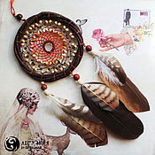 Для дома и интерьера handmade. Livemaster - original item Dreamcatcher with jasper mukait and eagle feathers, 30 cm. Handmade.