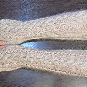 Аксессуары handmade. Livemaster - original item Downy beige knitted mittens 
