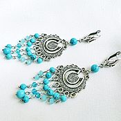 Украшения handmade. Livemaster - original item Turquoise Earrings/ Long Earrings /Large Earrings /Oriental Style. Handmade.