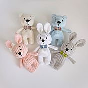 Куклы и игрушки handmade. Livemaster - original item Knitted cotton toy in assortment (bunny, bear). Handmade.