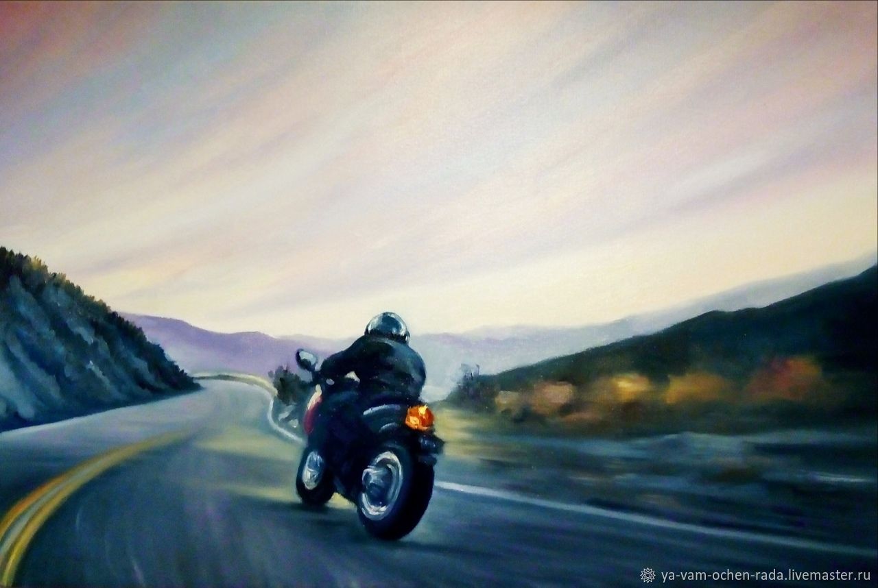 Картина мотоцикл и дорога