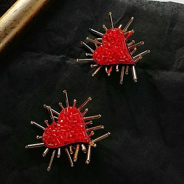 Украшения ручной работы. Ярмарка Мастеров - ручная работа Красные серьги "Сердца". серьги в форме сердец. Handmade.