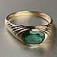 VVS 1,36 ct natural Emerald 14K gold handmade ring, Rings, Moscow,  Фото №1