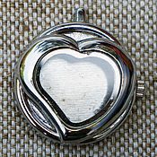 Основа для часов Два сердца №2 белые, античное серебро (1шт)