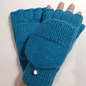 Аксессуары handmade. Livemaster - original item Transformers turquoise mittens,M. Handmade.