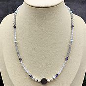 Работы для детей, handmade. Livemaster - original item Beads made of natural stones: labrador, mother of pearl, pearls, iolite. Handmade.
