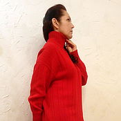 Одежда handmade. Livemaster - original item Red merino sweater with double collar. Handmade.