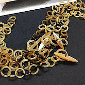 Материалы для творчества handmade. Livemaster - original item Chain with lock togl Buffalo Horn Zebu 40cm 35h27mm. Handmade.