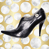 Винтаж handmade. Livemaster - original item Chic black shoes with a pointed toe made of genuine leather. Handmade.