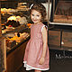 Molly's linen dress is dusty pink with white lace, Childrens Dress, Kaliningrad,  Фото №1