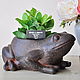 Planter-pot Frog of concrete in the style of Provence Shabby, Vases, Azov,  Фото №1
