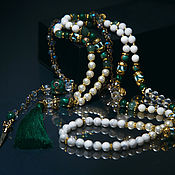 Украшения handmade. Livemaster - original item Rio beads with malachite Beads long 108 beads beads with brush. Handmade.