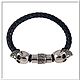 Men's leather bracelet No. 19 accessories steel 316L, Regaliz bracelet, Pyatigorsk,  Фото №1
