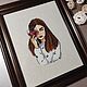 A picture embroidered with a cross, A girl with a glass, embroidery, Pictures, Chelyabinsk,  Фото №1