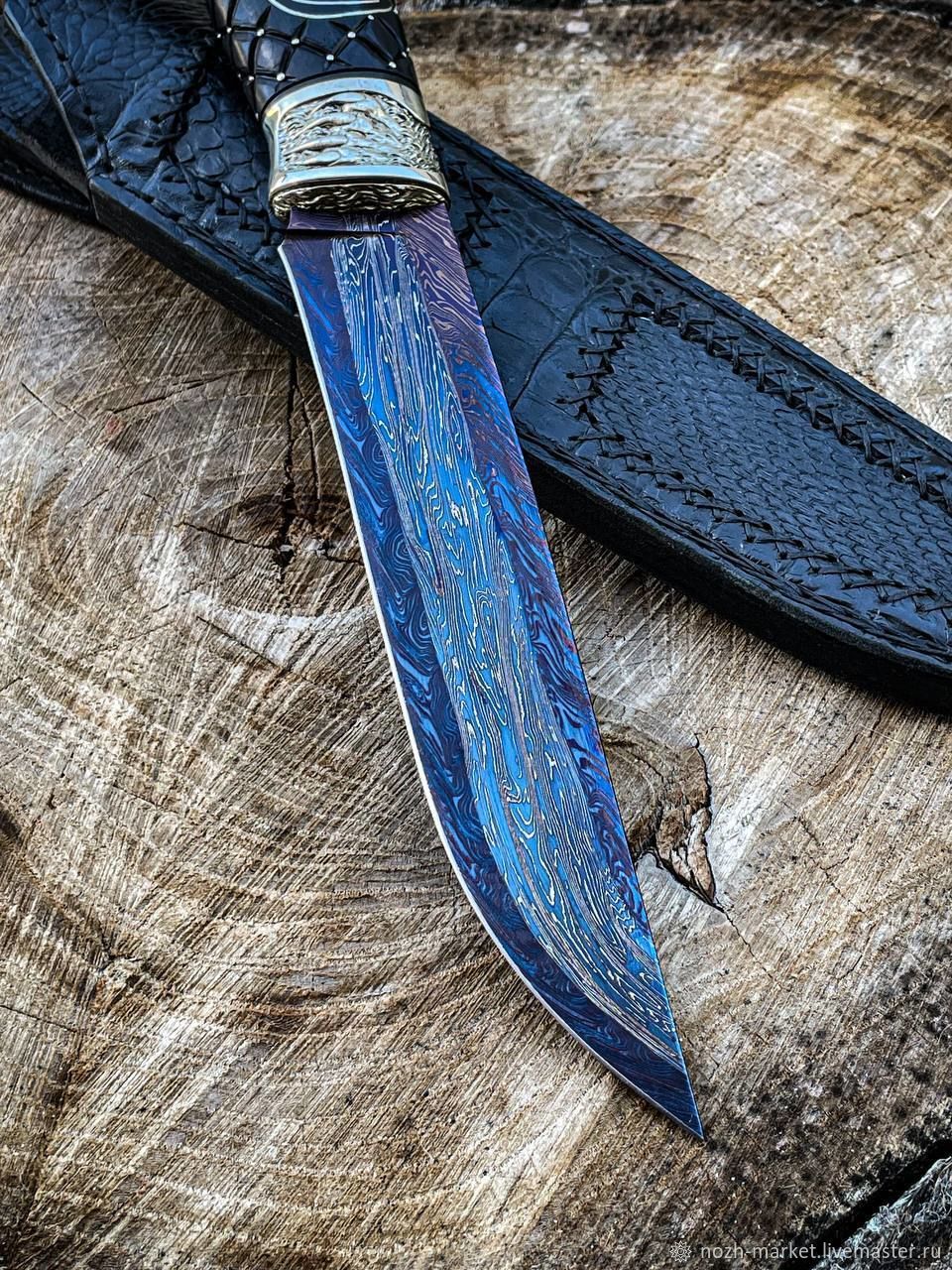 Авторский нож "Borz" (мозаичный дамаск, ручная резьба) в интернет ...
