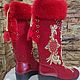 Boots embroidered red Firebird. High Boots. wool gifts. My Livemaster. Фото №5