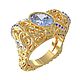 Gold ring 'Blue sapphire for Queen', Rings, Moscow,  Фото №1