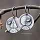 Earrings asymmetry, silver, moonstone, It was in January, Earrings, Moscow,  Фото №1