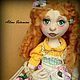 Весенняя девочка Люси - текстильная шарнирная кукла. Алина Истомина. Авторская кукла ручной работы